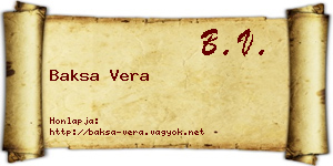 Baksa Vera névjegykártya